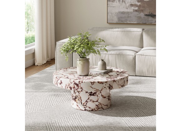 Modway Alora Indoor - Outdoor Patio Concrete Round Coffee Table Red 