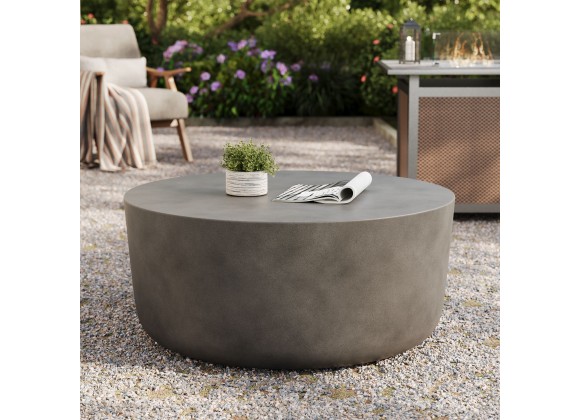 Modway Brion Round Indoor - Outdoor Patio Concrete Coffee Table Gray
