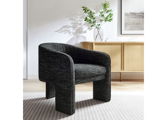 Modway Greer Boucle Fabric Upholstered Accent Armchair Black 