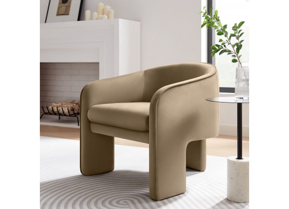 Modway Greer Performance Velvet Upholstered Accent Armchair Gray