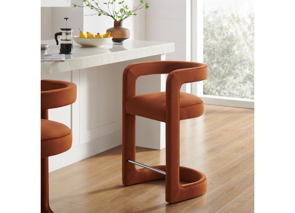 Modway Winslow Performance Velvet Counter Stool Rust