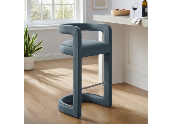 Modway Winslow Performance Velvet Bar Stool Blue