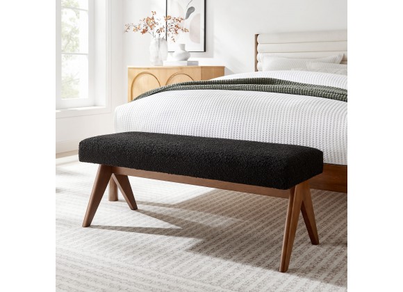 Modway Lyra 47" Boucle Upholstered Bench Black