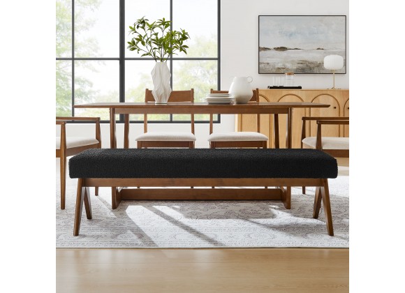 Modway Lyra 63" Boucle Upholstered Bench Black