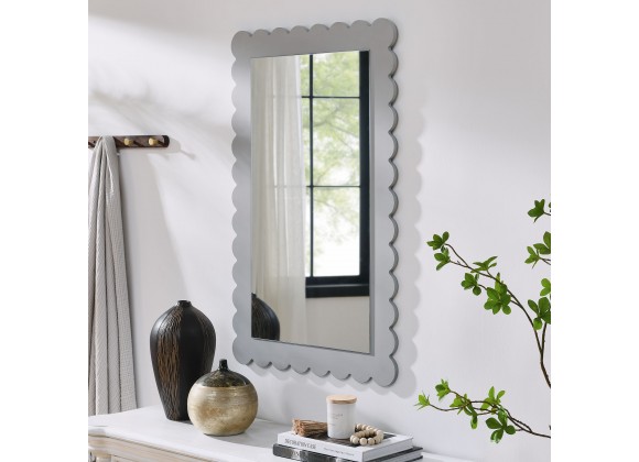 Modway Emmeline Scalloped Rectangle Wall Mirror Gray