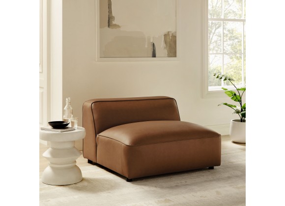 Modway Auren Upholstered Vegan Leather Modular Armless Chair Coffee