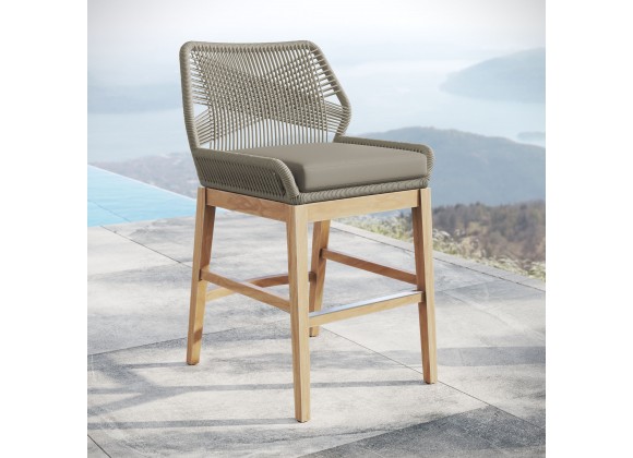 Modway Wellspring Outdoor Patio Teak and Rope Counter Stool Natural