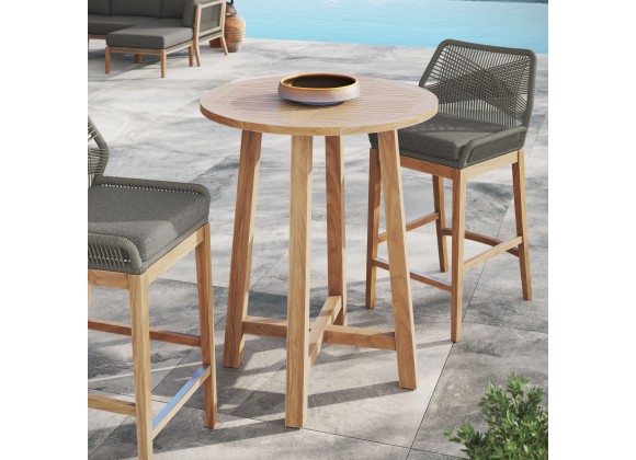 Modway Wellspring 36" Outdoor Patio Teak Wood Bar Table