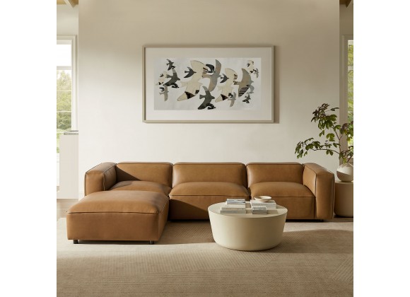 Modway Auren 4-Piece Vegan Leather Modular Sofa Set Camel