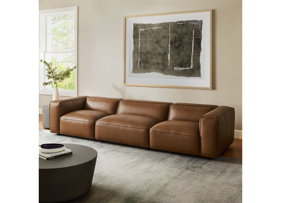 Modway Auren 3-Piece Upholstered Vegan Leather Modular Sofa Coffee