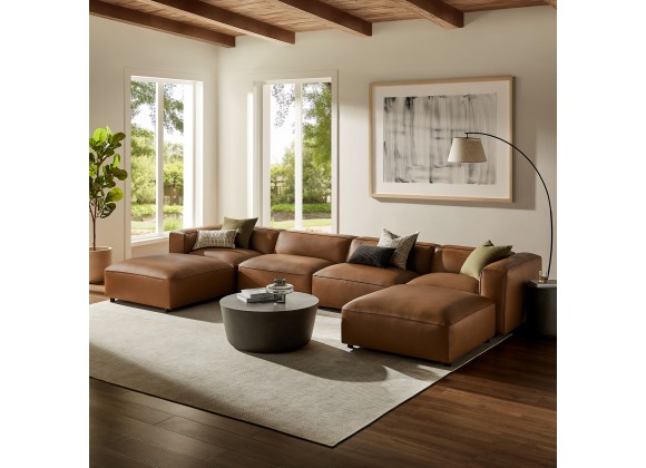 Modway Auren 6-Piece Upholstered Vegan Leather Modular Sofa