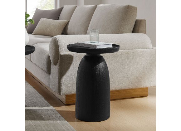 Modway Holloway Round Wood Side Table Black Room VIew