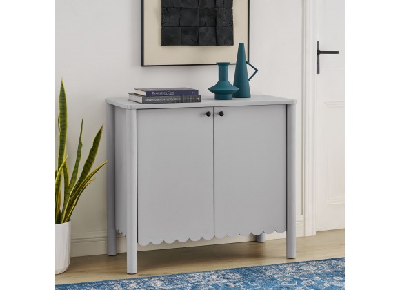 Modway Emmeline 35" 2-Door Scalloped Sideboard Cabinet Gray