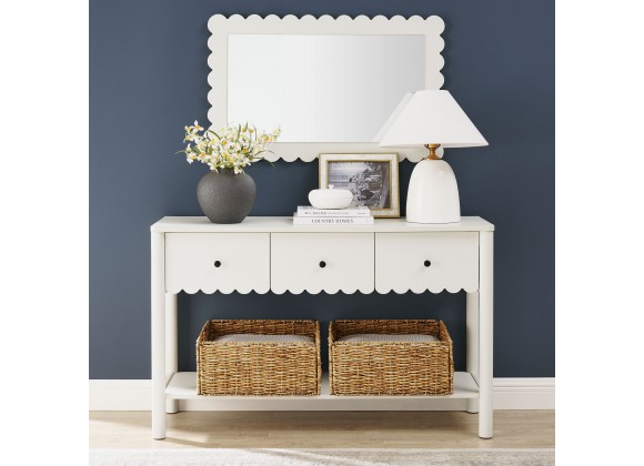 Modway Emmeline 3-Drawer Scalloped Console Table White