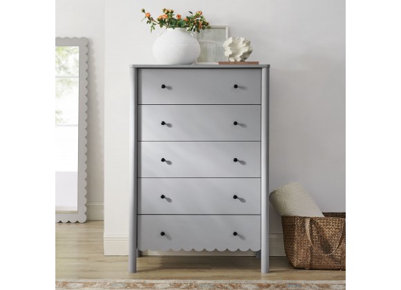 Modway Emmeline Scalloped 5-Drawer Chest Gray