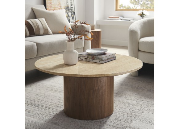 Modway Kioni Round Travertine Coffee Table 