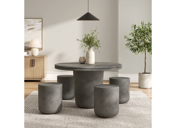 Modway Brion Indoor - Outdoor Patio Concrete 5 Piece Dining Table Gray 1