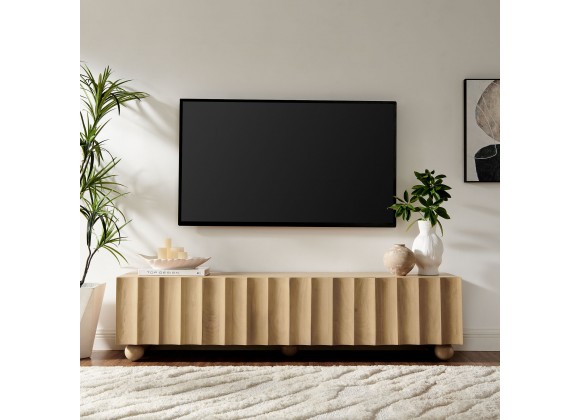 Modway Sorren Scalloped 71" Wood TV Stand Natural 