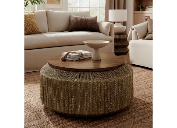 Modway Maris Seagrass and Wood Coffee Table