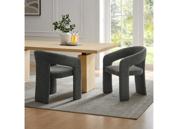 Modway Oslo Barrel Fabric Upholstered Dining Accent Chair Anthracite Set