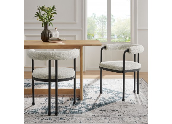 Modway Turin Curved Back Boucle and Metal Dining Accent Chair