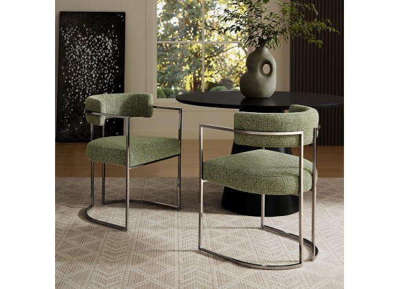 Modway Huron Curved Back Fabric and Metal Dining Accent Chair Leaf 