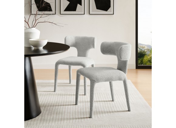Modway Stellan Curved Back Boucle Upholstered Dining Chair Gray Set
