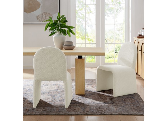 Modway Junia Boucle Upholstered Arch Armless Dining Chair 2