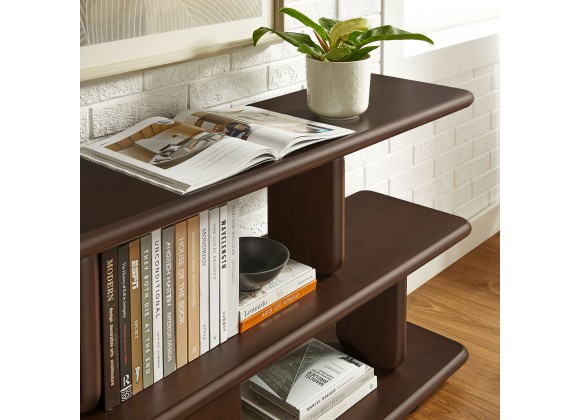 Modway Lyle Sculptural 2-Tier Bookshelf Walnut