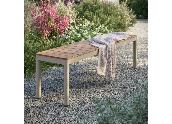 Modway Finn Outdoor Patio Aluminum Bench with Faux Wood Top
