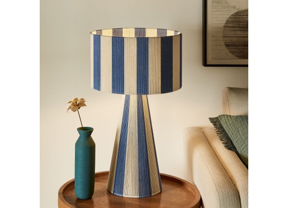 Modway Renae Handwoven Cotton Thread Striped Table Lamp Blue 2