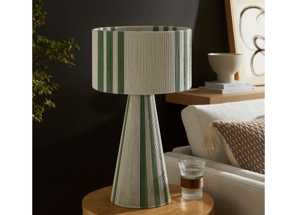 Modway Gia Handwoven Cotton Thread Striped or Plain Table Lamp Green