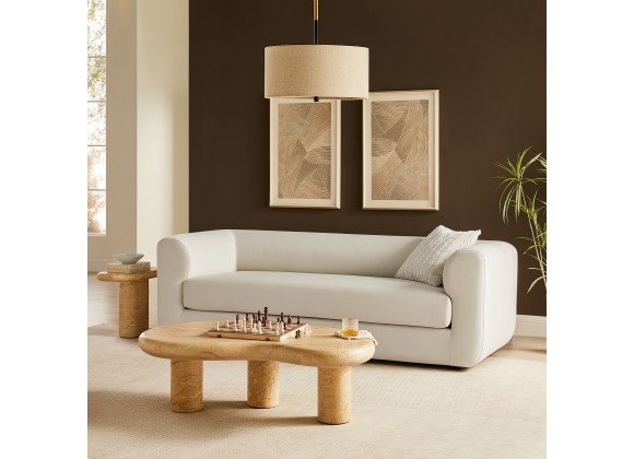 Modway Leif 89" Performance Velvet Upholstered Sofa White