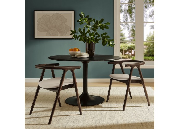 Modway Henry Vegan Leather and Wood Dining Chair WhiteSet