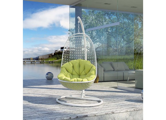 Modway Encounter Swing Outdoor Patio Fabric Lounge Chair - White - Lifestyle