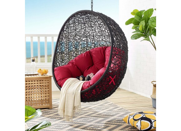 Modway Encase Swing Outdoor Patio Lounge Chair - Red - Lifestyle