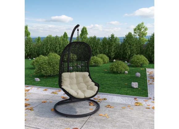 Modway Parlay Swing Outdoor Patio Fabric Lounge Chair - Espresso Beige - Lifestyle