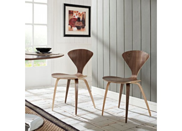 Modway Vortex Dining Chairs Set of 2 in Dark Walnut