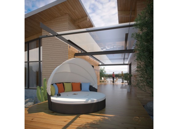Modway Quest Canopy Outdoor Patio Daybed - Espresso White - Lifestyle