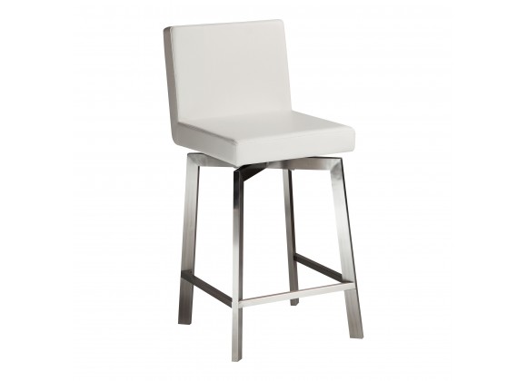 Moe's Home Collection Giro Swivel Counter Stool - White in Front Side Angle