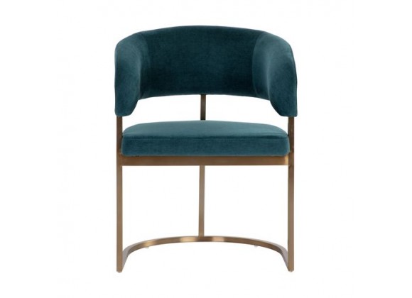 Sunpan Marris Dining Armchair Gold-Danny Teal - Front Angle