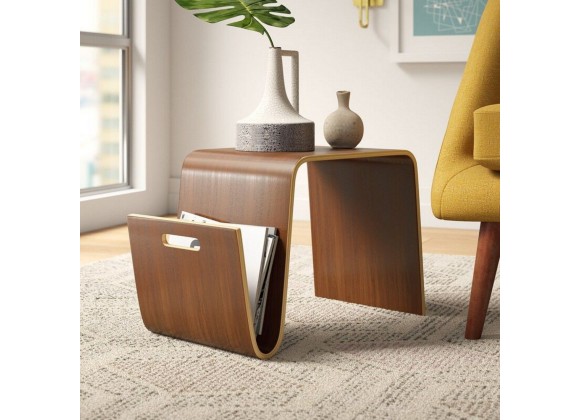 Manhattan Comfort Brookside 25.6 in. Rectangle Plywood and Ash Veneer End Table