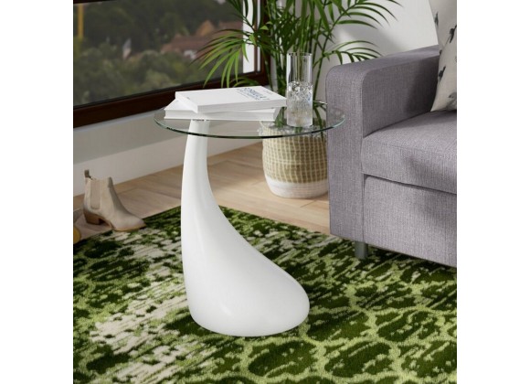 Manhattan Comfort Lava 19.7 in. Glass Top Accent Table