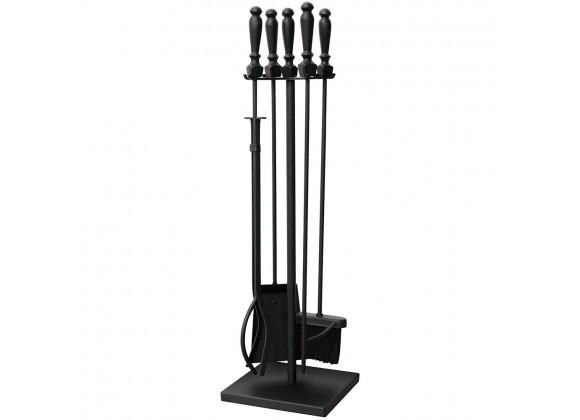 Mr. Bar-B-Q UniFlame® 5 Piece Black Wrought Iron Fireset with Ball Handles