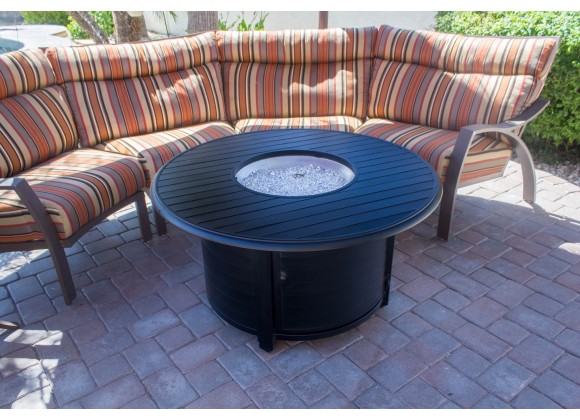 AZ Patio Heaters Outdoor Round Aluminum Propane Fire Pit in Black - Lifestyle
