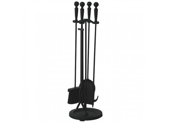 Mr. Bar-B-Q UniFlame® F-1583B 5 Piece Black Finish Fireset with Ball Handles
