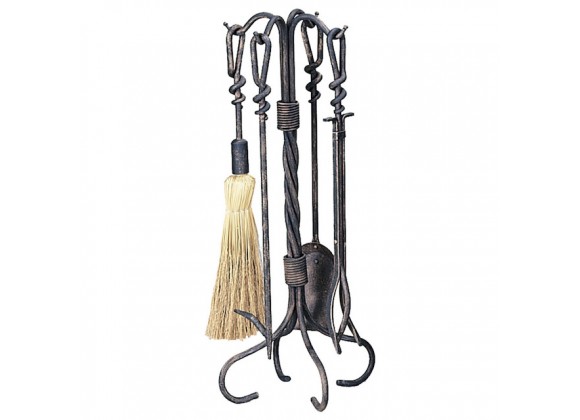 Mr. Bar-B-Q UniFlame® 5 Piece Antique Rust Finish Wrought Iron Toolset with Ring/Twist Handles