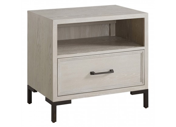Alpine Furniture Bradley Nightstand in Antique White - Front Side Angle
