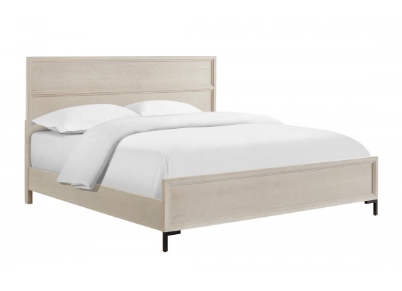 Alpine Furniture Bradley Queen / California / Standard King Panel Bed in Antique White - Front Side View