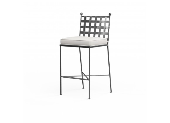 Provence Barstool in Canvas Flax w/ Self Welt - Front Side Angle